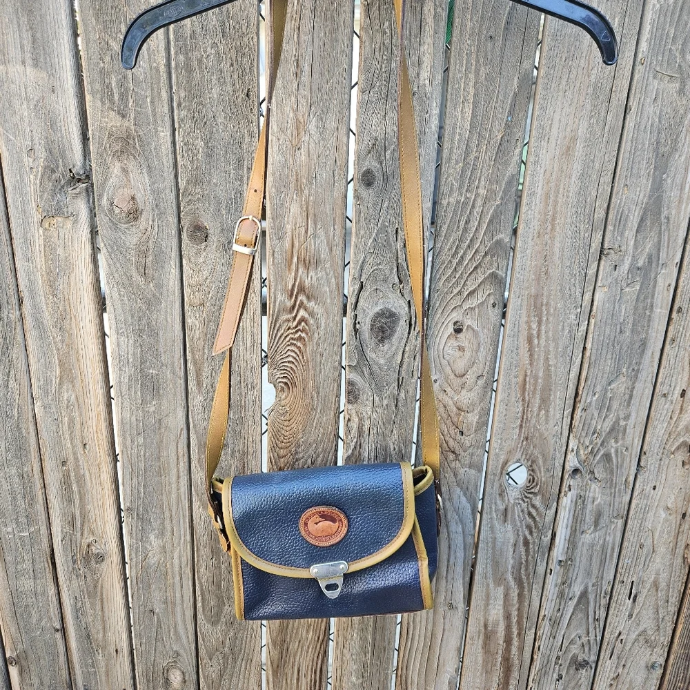 Dooney & Bourke Navy Leather Crossbody with Tan Trim - Picture 5 of 16